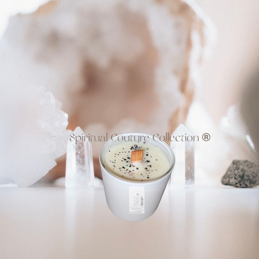 Meditate~Elevate 8oz “wish” light crackling wooden wick by Spiritual Couture Collection® Spiritual Couture Collection