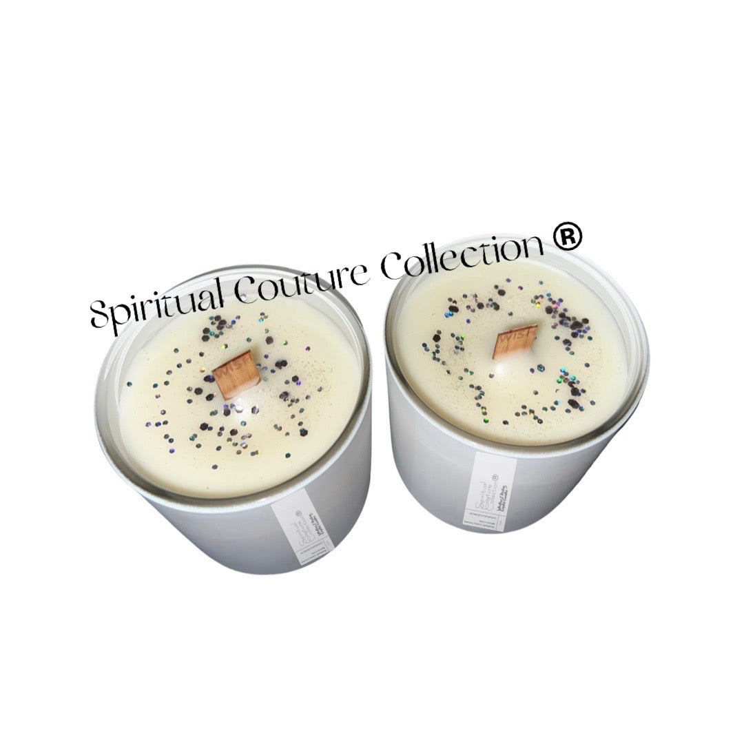 Meditate~Elevate 8oz “wish” light crackling wooden wick by Spiritual Couture Collection® Spiritual Couture Collection