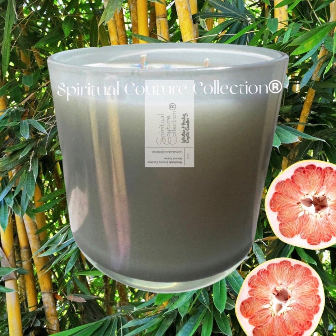 Iridescent silver blue candle 13oz~Bright Bamboo+Grapefruit by Spiritual Couture Collection® Spiritual Couture Collection