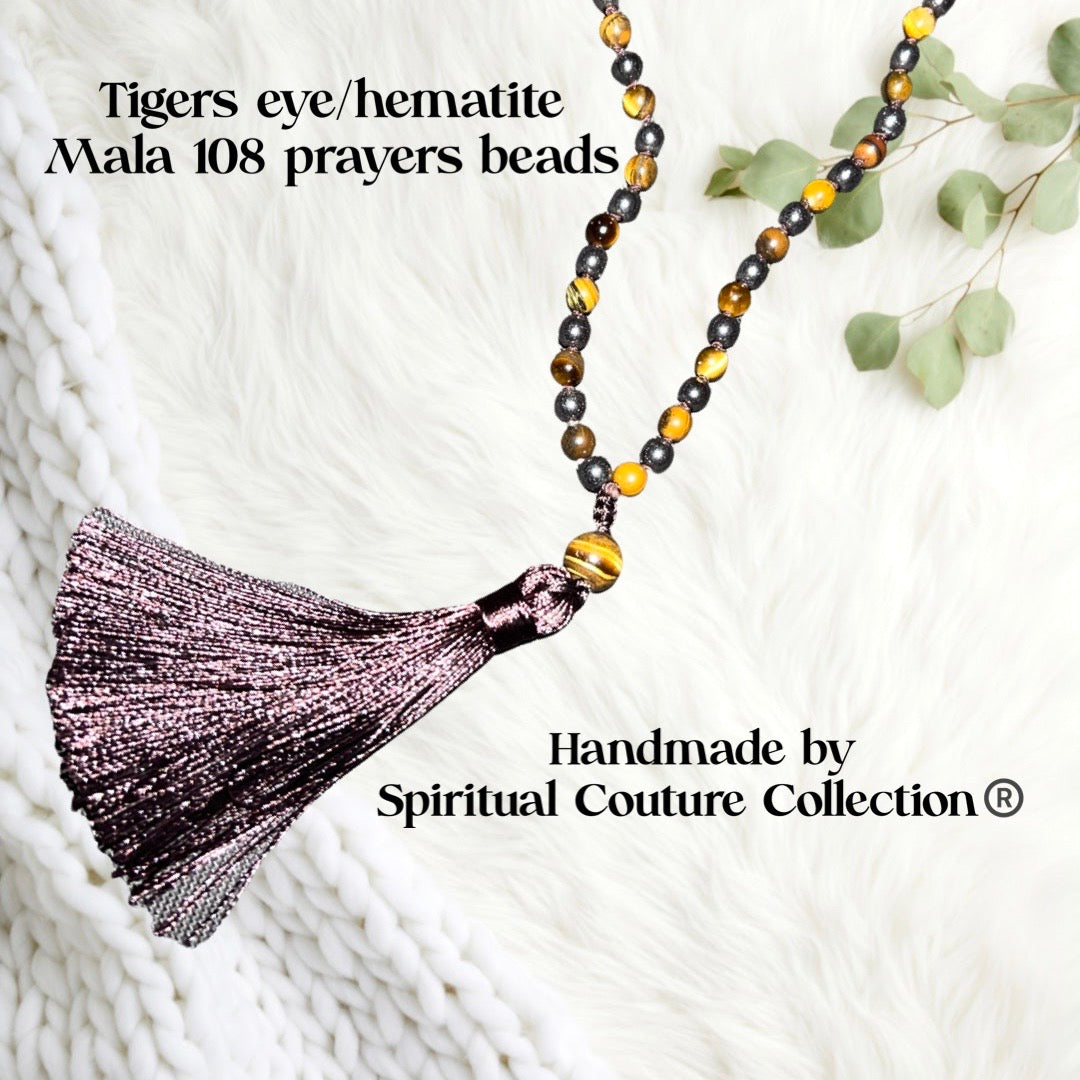 Tigers eye/hematite Mala 108 prayers beads by Spiritual Couture Collection®️LLC