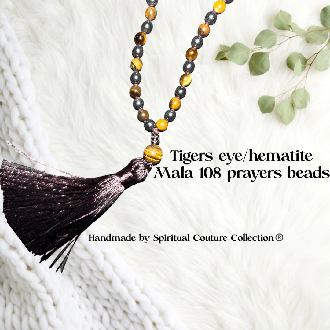 Tigers eye/hematite Mala 108 prayers beads by Spiritual Couture Collection®️LLC