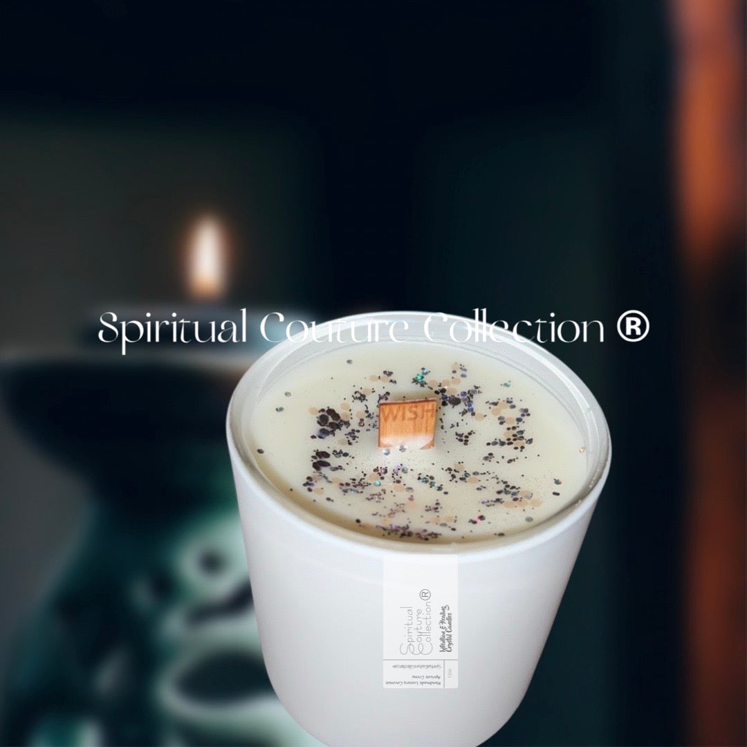 Meditate~Elevate 8oz “wish” light crackling wooden wick by Spiritual Couture Collection® Spiritual Couture Collection