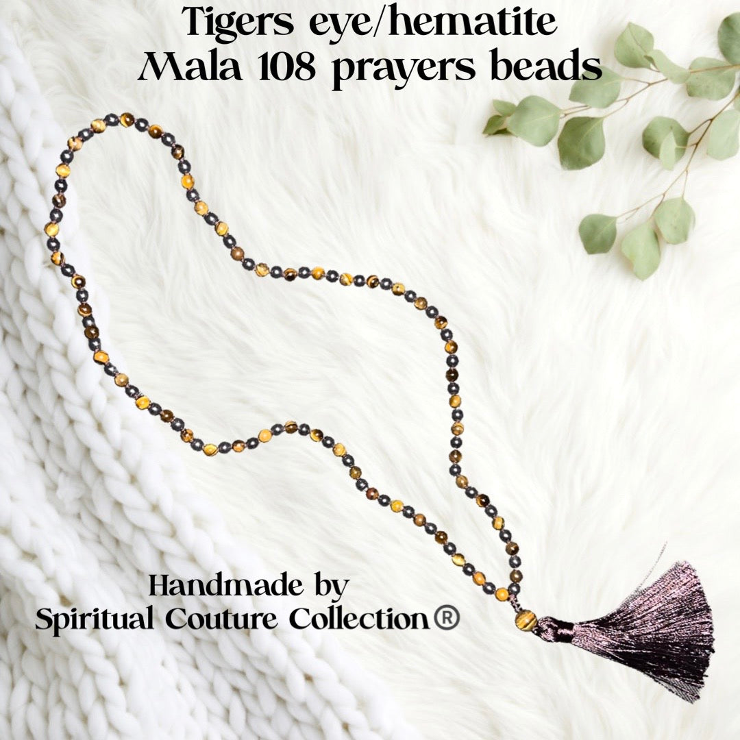 Tigers eye/hematite Mala 108 prayers beads by Spiritual Couture Collection®️LLC
