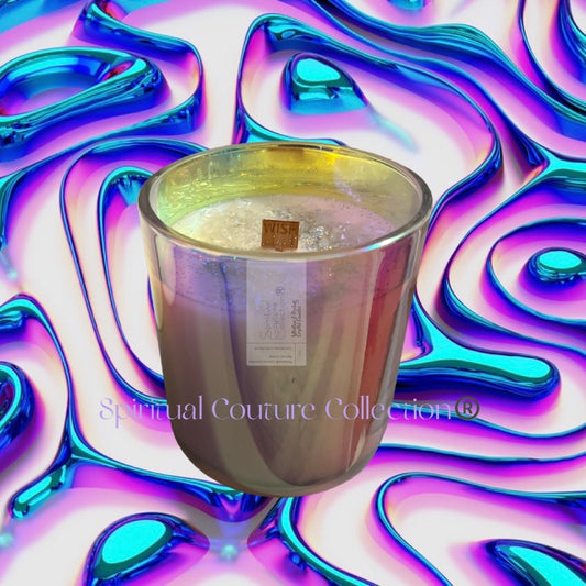 Meditate 12oz. iridescent glass vessel with opalite stones by Spiritual Couture Collection®️ Spiritual Couture Collection®